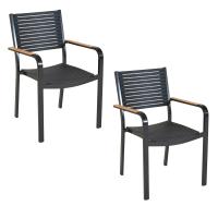 MX Gartensessel Paliano 2er Set Stapelsessel Graphit/Natur